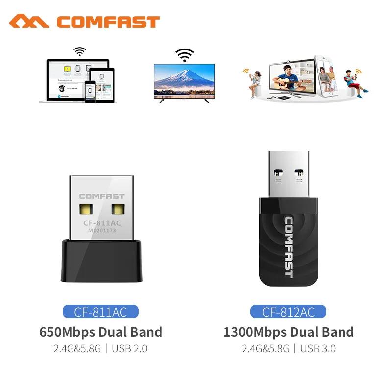 COMFAST  USB   650 -1300Mbps   2.4G 5Ghz Ʈũ ī ׳ PC  Lan ű ¸ 7 8 10 11